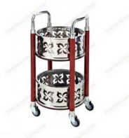 Xe đẩy phục vụ rượu hai tầng cao cấp bằng inox