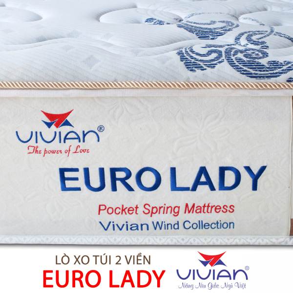 Nệm lò xo túi 2 viền cao cấp Euro Lady Vivian 1m6x2mx32cm