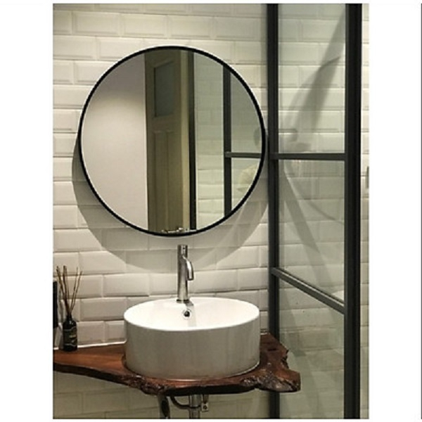 Gương Tròn Vành Nhôm Sơn Tĩnh Điện KT 60x60 - Gương Tròn Treo Tường Nhà Tắm Cao Cấp