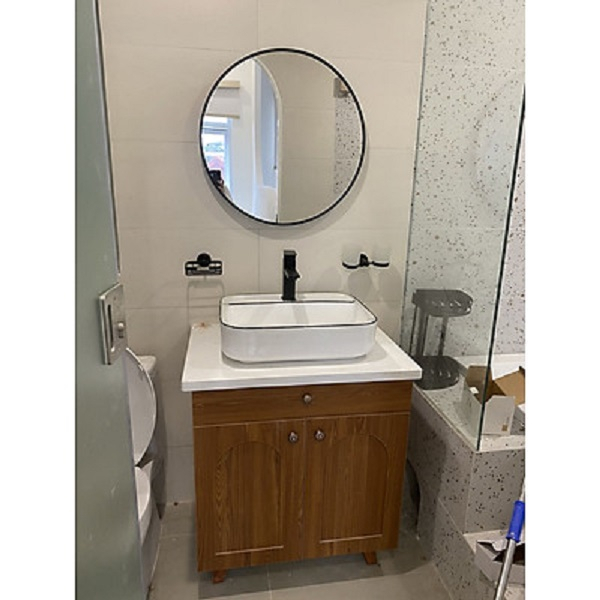 Gương Tròn Vành Nhôm Sơn Tĩnh Điện KT 60x60 - Gương Tròn Treo Tường Nhà Tắm Cao Cấp