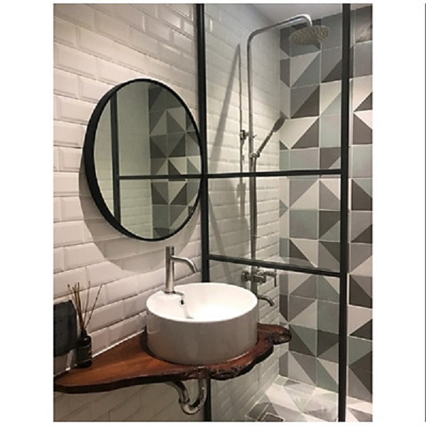 Gương Tròn Vành Nhôm Sơn Tĩnh Điện KT 60x60 - Gương Tròn Treo Tường Nhà Tắm Cao Cấp