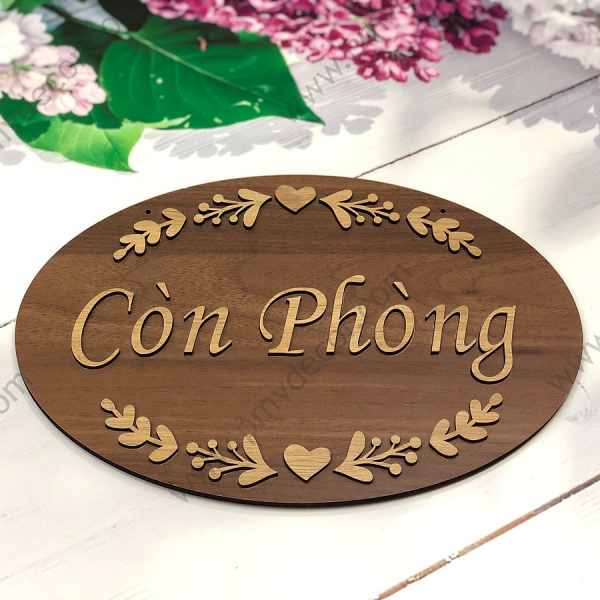 BẢNG CÒN PHÒNG, HẾT PHÒNG CHO KHÁCH SẠN, NHÀ NGHỈ , KT: 300*210mm Bảng gỗ hai màu tương phản. PMV-BGD014