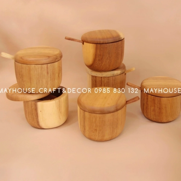 Hộp gia vị (Hàng đặt trước) - Chất liệu gỗ keo tự nhiên - Xuất xứ miền Bắc