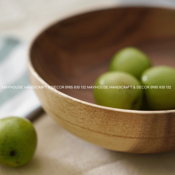 Bát gỗ keo (Hàng có sẵn) - Kích thước D20 x H7 cm