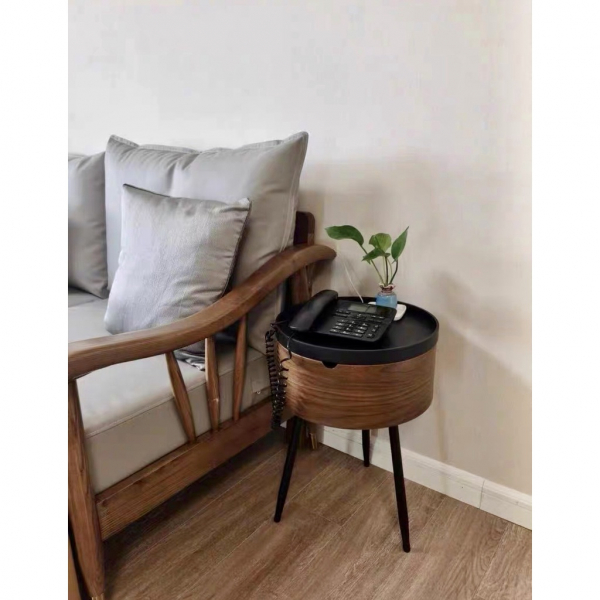 BÀN TRÀ PHONG CÁCH BẮC ÂU MÀU ÓC CHÓ 43.5CM - CÓ HỘC ĐỰNG ĐỒ