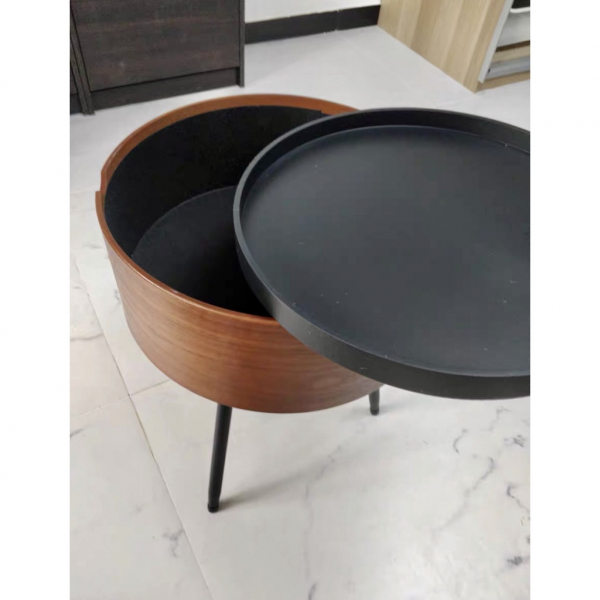BÀN TRÀ PHONG CÁCH BẮC ÂU MÀU ÓC CHÓ 43.5CM - CÓ HỘC ĐỰNG ĐỒ