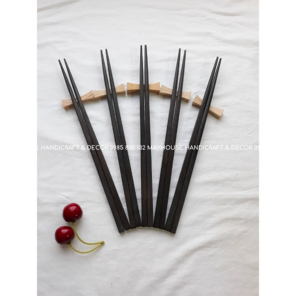 Đũa gỗ Mun vuông, tròn - Chất liệu gỗ Mun tự nhiên, thẩm mỹ