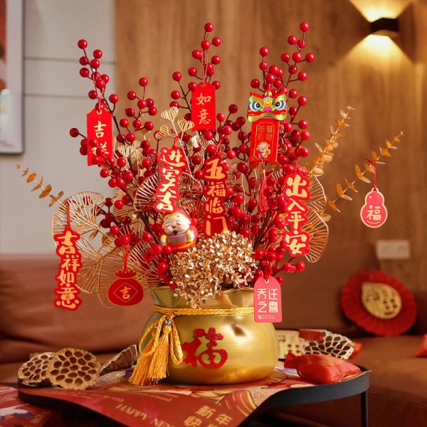 Set 16 món phụ kiện trang trí ngày tết phong cách Trung Hoa - Dây treo trang trí cây mai cây đào năm mới 2023