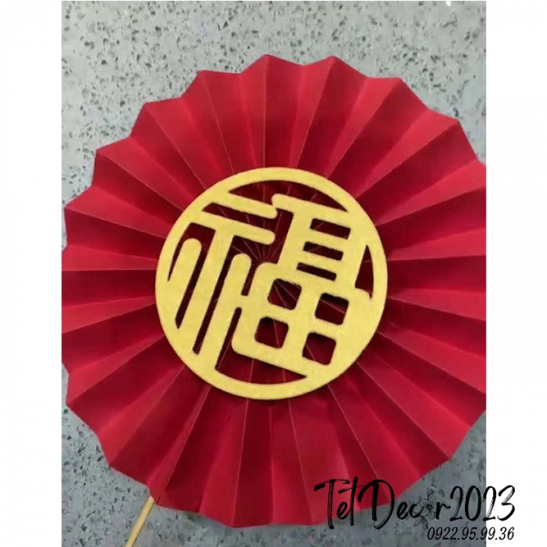 Set Quạt Giấy Đỏ Trang Trí Tết (1 SET 6 quạt) - Chất Liệu Giấy Cao Cấp